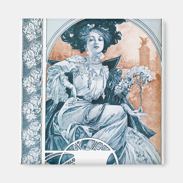 Kvinna med Ro, Mucha Magnet (Framsidan)