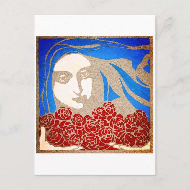 Kvinna med ro vykort (Framsida)