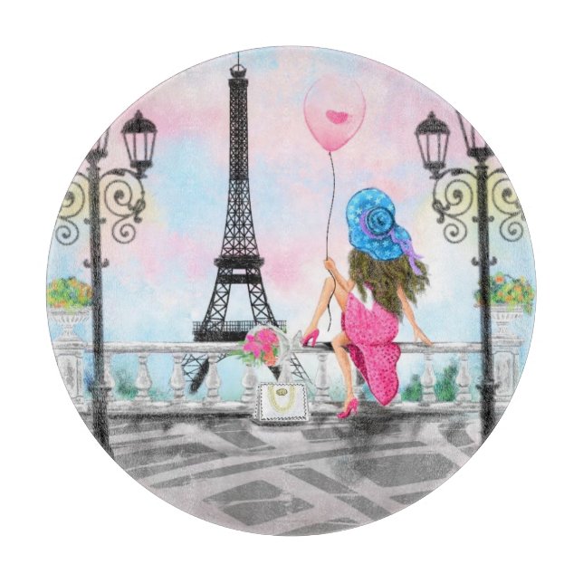 Kvinna med Rosa Ballon i Paris Clearboard Gift (Framsidan)