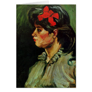 Kvinna med rött band Porträtt av Vincent van Gogh Hälsningskort