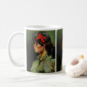 Kvinna med rött band Porträtt av Vincent van Gogh Kaffemugg