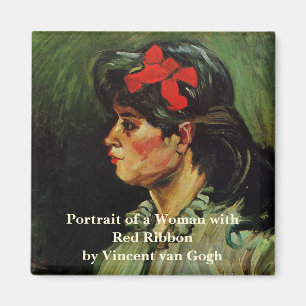 Kvinna med rött band Porträtt av Vincent van Gogh Magnet