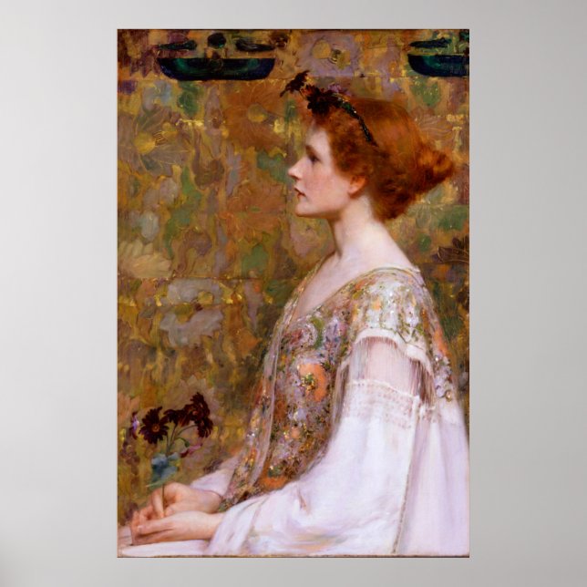 Kvinna med rött hår av Albert Herter Poster (Framsidan)