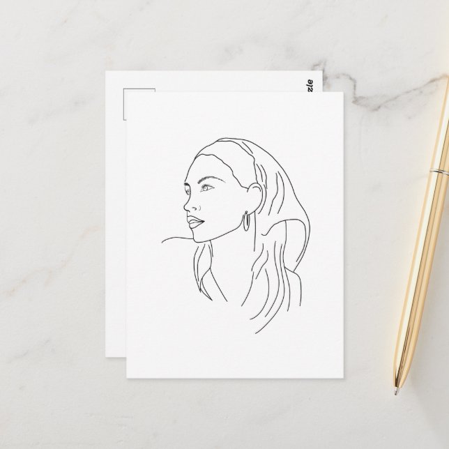 Kvinna med Scarf Vykort (Fram/Back In Situ)