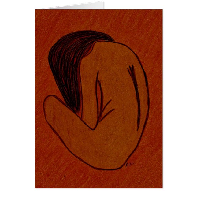 kvinna med skam hälsningskort (Framsidan)