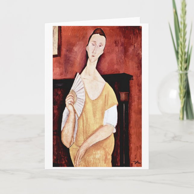 Kvinna med solfjäder, Modigliani Kort (Framsida)