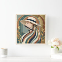 Kvinna med solhatt art deco
