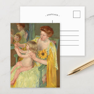 Kvinna med solros Mary Cassatt Vykort