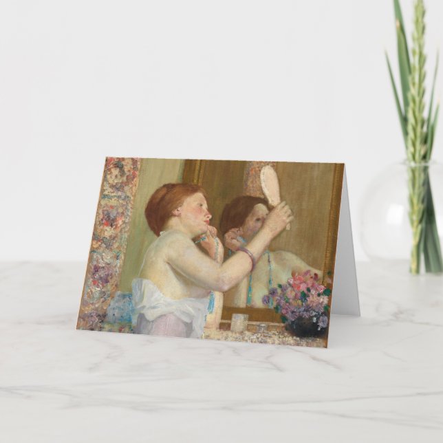 Kvinna med Spegel | Frederick Carl Frieseke Kort (Framsida)