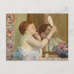 Kvinna med Spegel Frederick Carl Frieseke Vykort