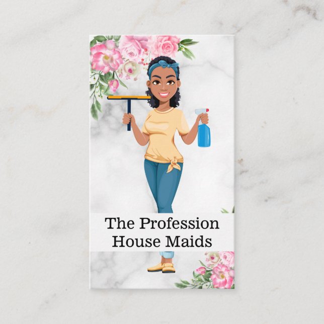 Kvinna med Squeegee och Spray Flaska Visitkort (Framsida)