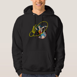 kvinna med stadsbakgrund sweatshirt med luva