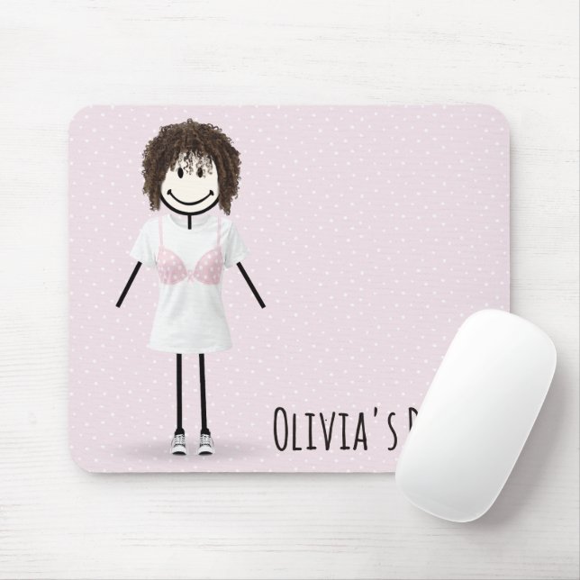 Kvinna med stickfigur överlevde bröstcancer musmatta (Med mus)