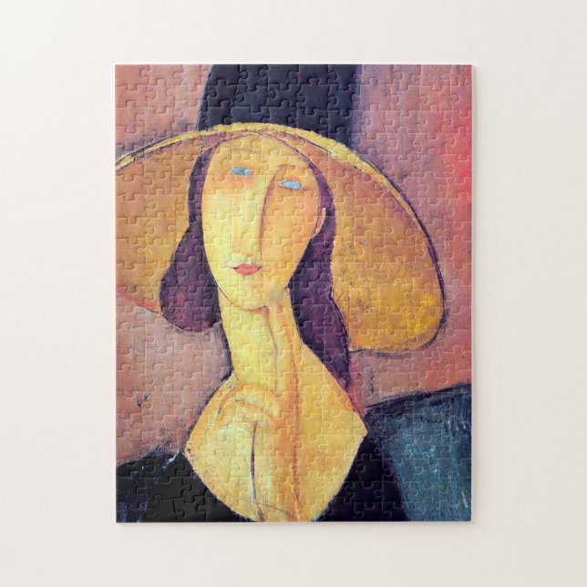 Kvinna med stor hatt, Modigliani Pussel (Vertikal)