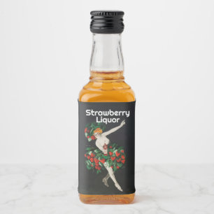 KVINNA MED STRAWBERRIES Art nouveau Spritflaskor Etikett