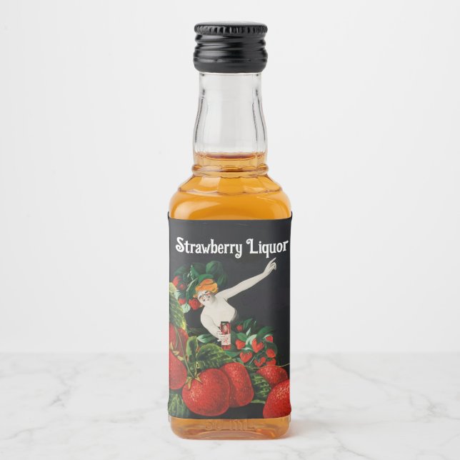 KVINNA MED STRAWBERRIES Art nouveau Strawberry Spritflaskor Etikett (Framsida)