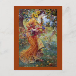 Kvinna med Summer Bounty Vykort