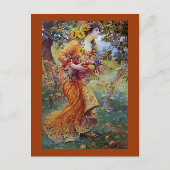 Kvinna med Summer Bounty Vykort (Framsida)