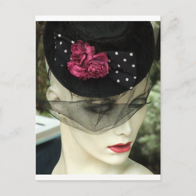 Kvinna med svart slöja vykort (Framsida)