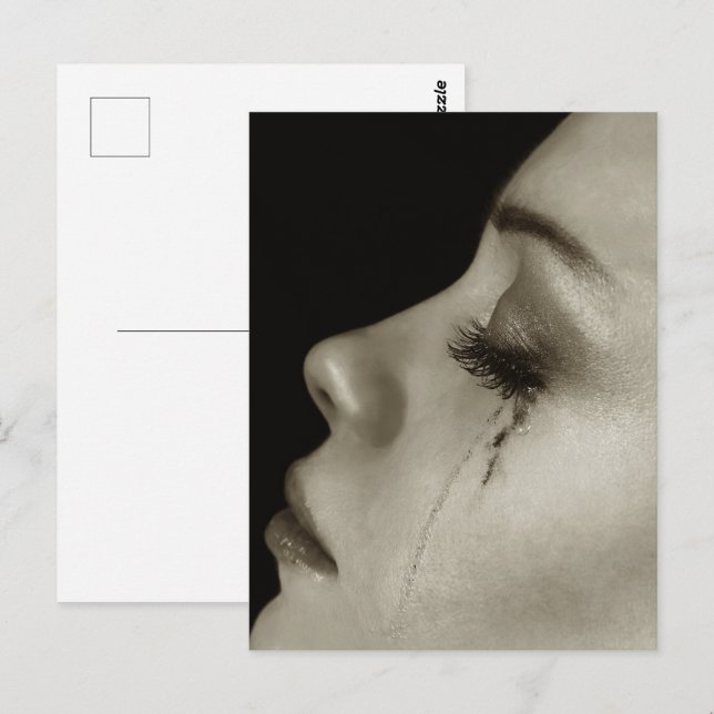 Kvinna med tårar vykort (Fram/baksida)