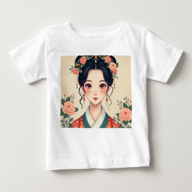 Kvinna med traditionella koreanska kläder t shirt (Framsida)