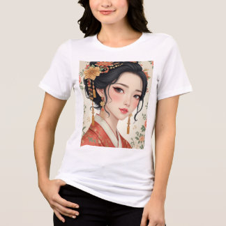 Kvinna med traditionella koreanska kläder t shirt