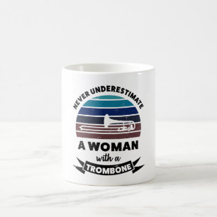 Kvinna med Trombone Funny Gift Mamma Kaffemugg