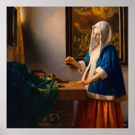 Kvinna med våg av Johannes Vermeer Poster