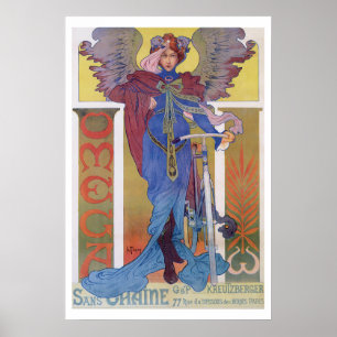 Kvinna med vintagecykelaffischen poster