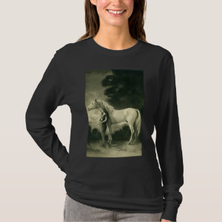 Kvinna med vithorse.en tee shirt