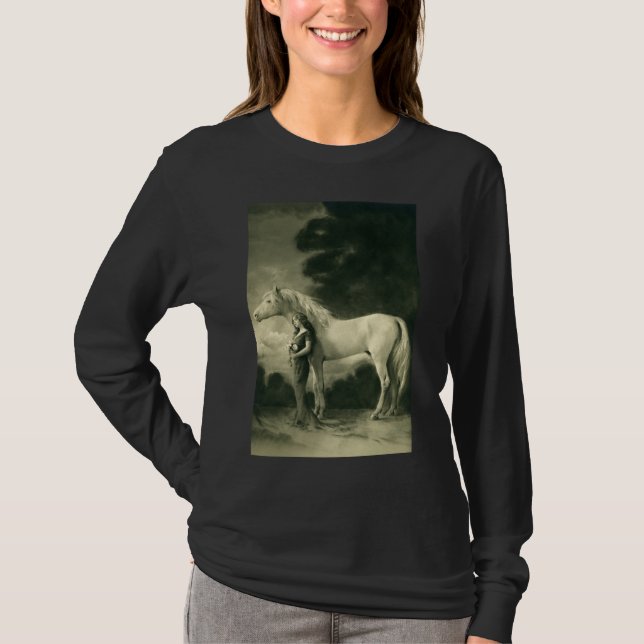 Kvinna med vithorse.en tee shirt (Framsida)