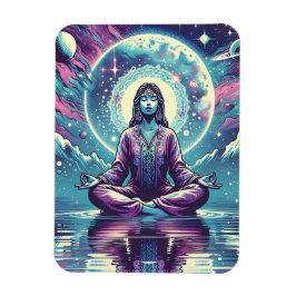 Kvinna Meditating Andlig Serene Art Magnet