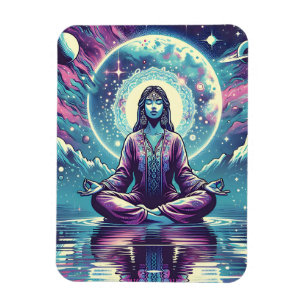 Kvinna Meditating Andlig Serene Art Magnet