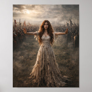 Kvinna mellan två krigsfronters affisch