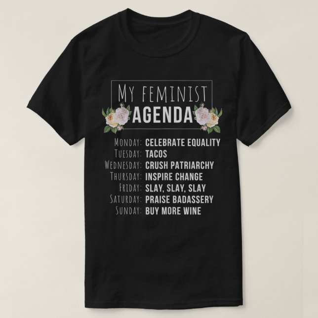Kvinna min feministiska agenda Coola Feminist Gift T Shirt (Design framsida)