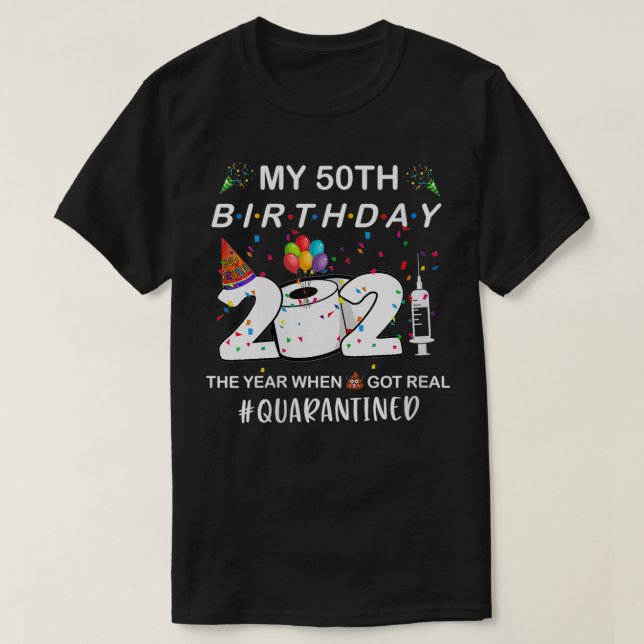 Kvinna min femtionde födelsedag 2021 år när Har Re T Shirt (Design framsida)