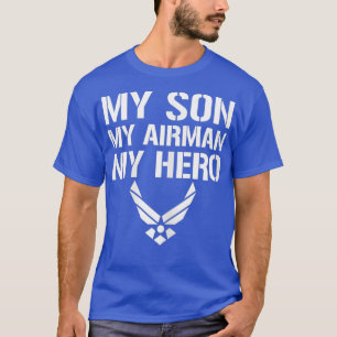 Kvinna min son min Airman Min Hero-föräldrafamil T Shirt
