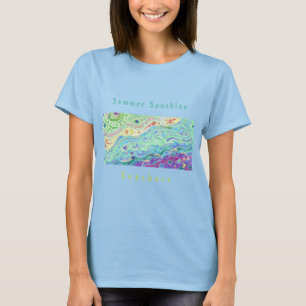 Kvinna mjuka kräm- T-tröja: Seashorekonst/text T Shirt