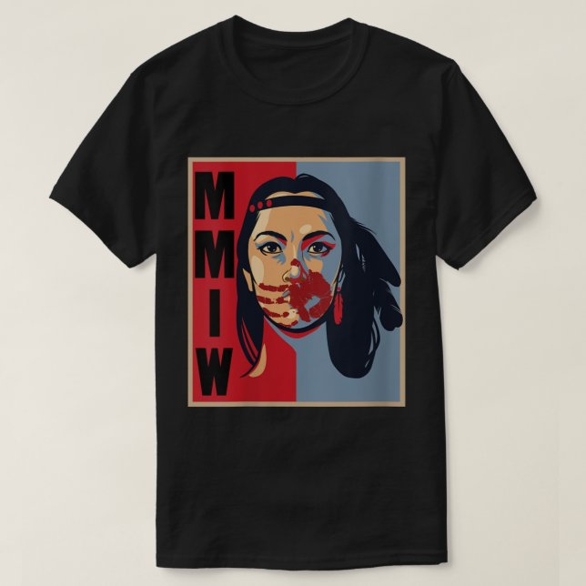 Kvinna MMIW-medvetenhet om ursprungskvinnans konst T Shirt (Design framsida)