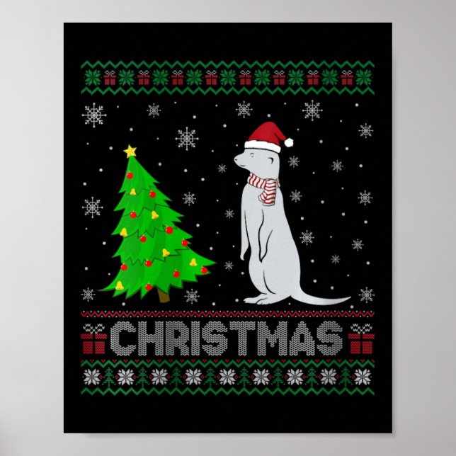 Kvinna Mongoose Julafton Träd Lighting Ugly jul Poster (Framsidan)