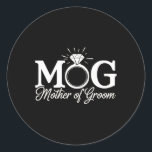Kvinna Mor i Groom Mobster Mog Mamma Bröllop Bac Runt Klistermärke<br><div class="desc">Kvinna Mor i Groom Mobster Mog Mamma Bröllop Bachelorette</div>