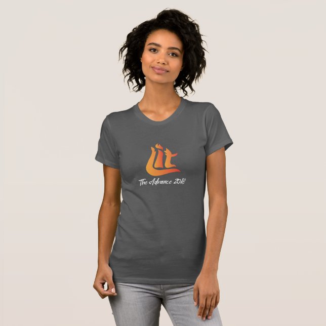 Kvinna mörk grå färgT-tröja T-shirt (Hel framsida)