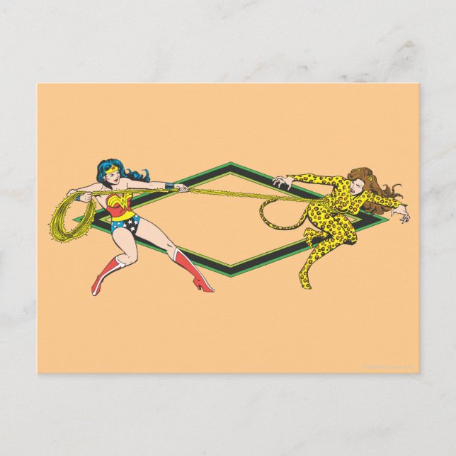  kvinna mot Cheetah Vykort (Framsida)