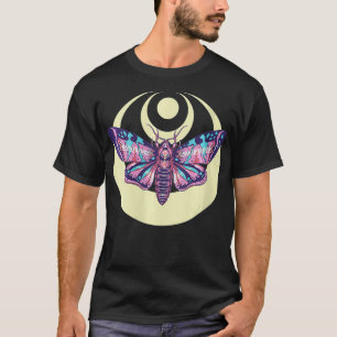Kvinna Moth och Crescent Måne Witchy Pastel Goth W T Shirt