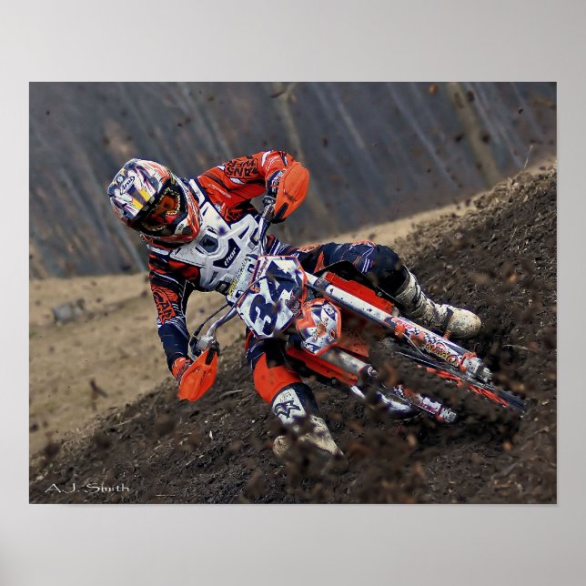Kvinna MX-racer i leran Poster (Framsidan)