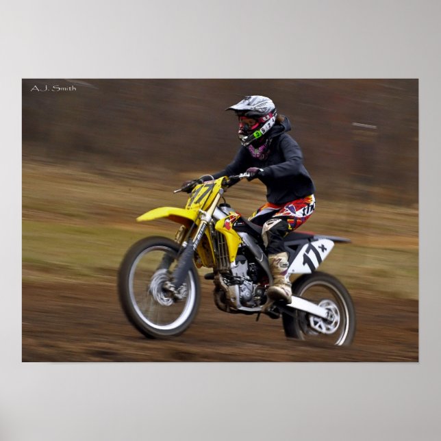 Kvinna MX-racer Poster (Framsidan)