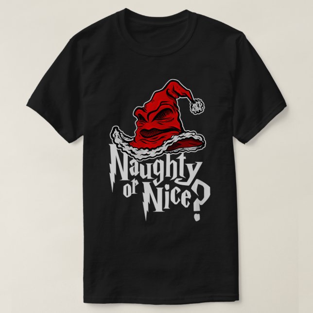 Kvinna Naughty eller Nice Sorterade julhatt VNeck T Shirt (Design framsida)