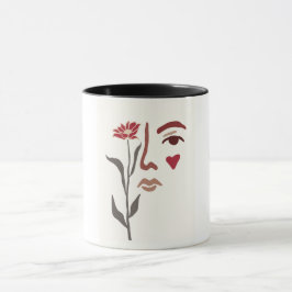 Kvinna och blomma mugg