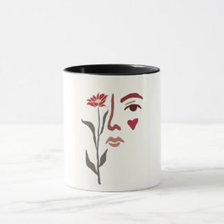Kvinna och blomma mugg