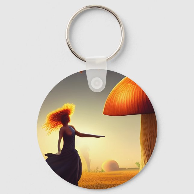 Kvinna och ett enormt svamprum nyckelring (Framsida)